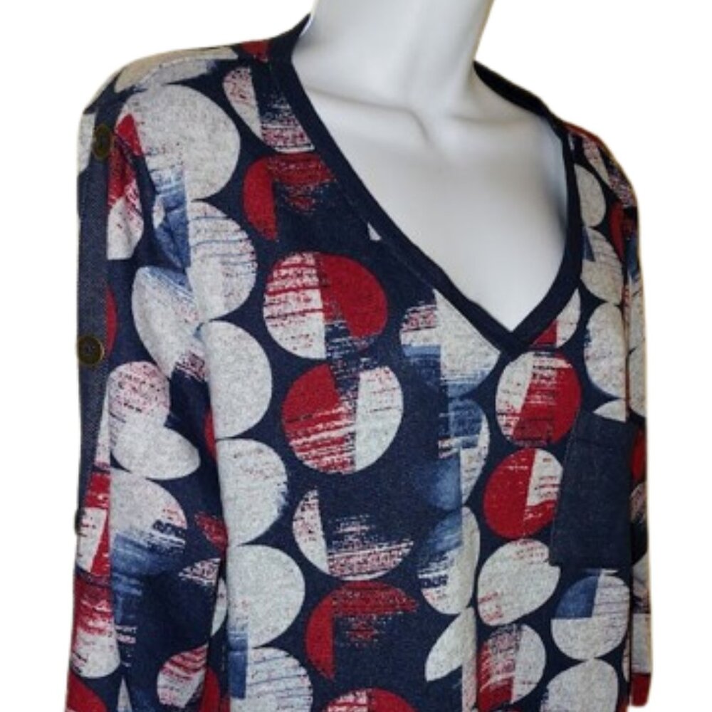 Blue White Red Tunic Top Size Large